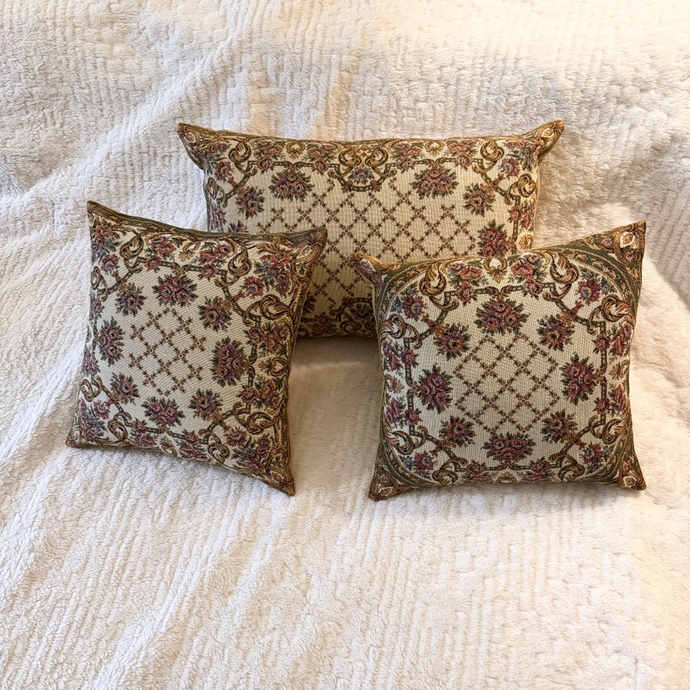Set of 3 retro cushions pillow vintage jacquard home decor baroque tapestry